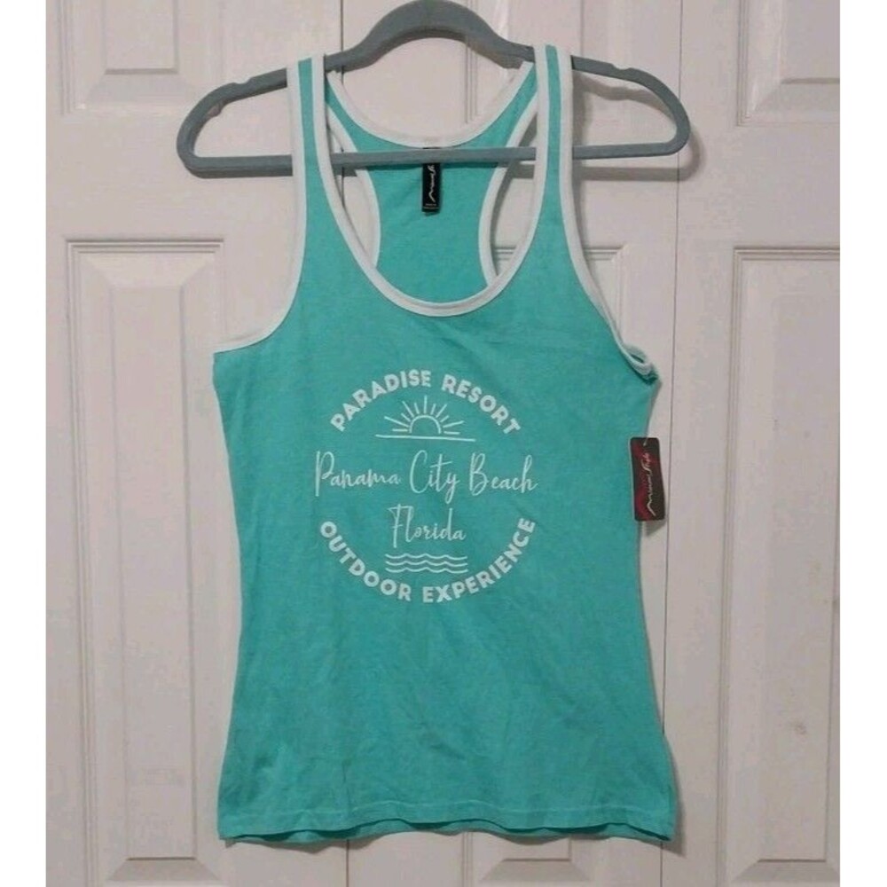Miami Style Racerback Aqua Panama City Beach Paradise Resort Tank Top Size XL